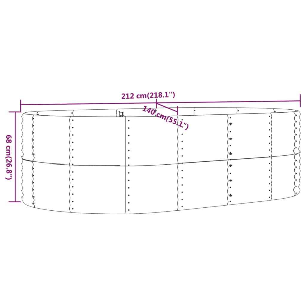 Garden Raised Bed Gray 83.5"x55.1"x26.8" Powder-coated Steel