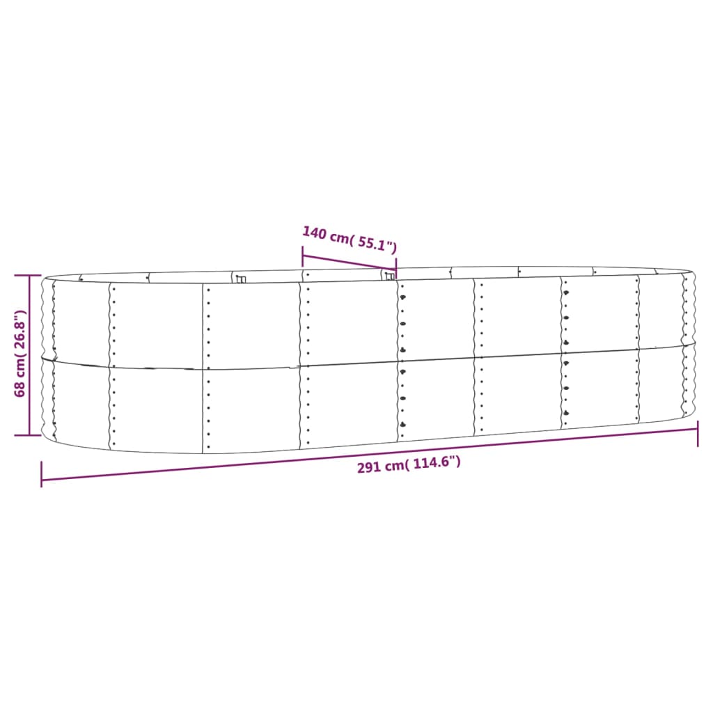 Garden Raised Bed Gray 114.6"x55.1"x26.8" Powder-coated Steel