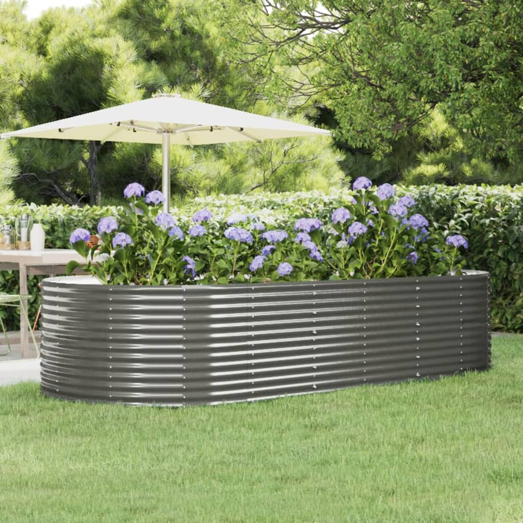 Garden Raised Bed Gray 114.6"x55.1"x26.8" Powder-coated Steel