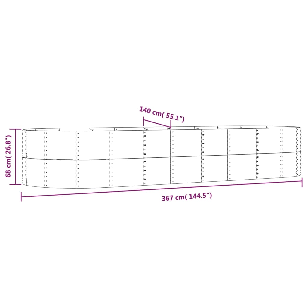 Garden Raised Bed Gray 144.5"x55.1"x26.8" Powder-coated Steel