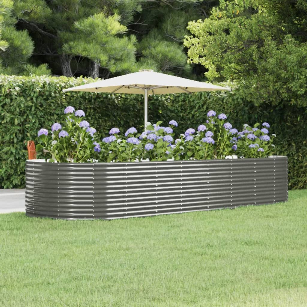 Garden Raised Bed Gray 144.5"x55.1"x26.8" Powder-coated Steel