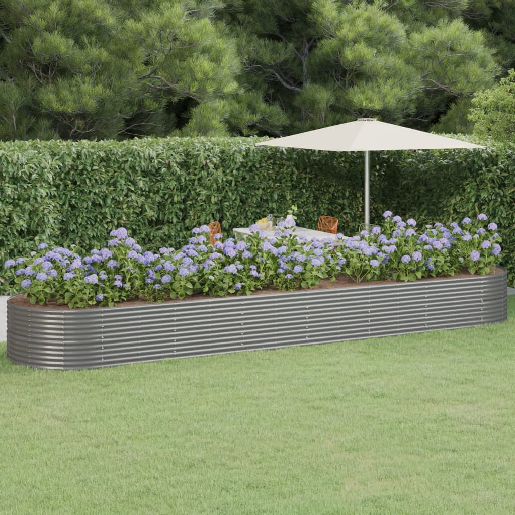 Garden Raised Bed Powder-coated Steel 229.9"x55.1"x26.8" Gray