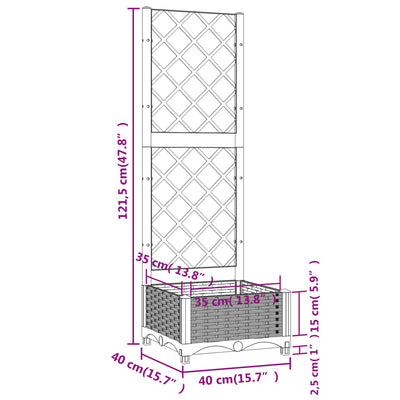 Garden Planter with Trellis Blue Gray 15.7"x15.7"x47.8" PP