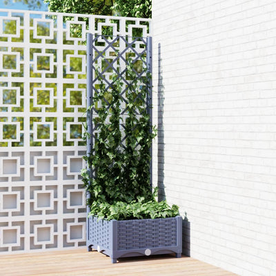 Garden Planter with Trellis Blue Gray 15.7"x15.7"x47.8" PP