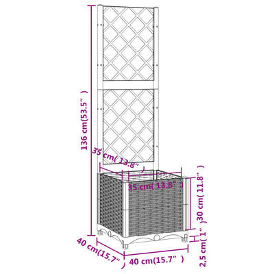 Garden Planter with Trellis Blue Gray 15.7"x15.7"x53.5" PP