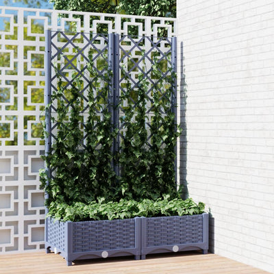 Garden Planter with Trellis Blue Gray 31.5"x15.7"x47.8" PP