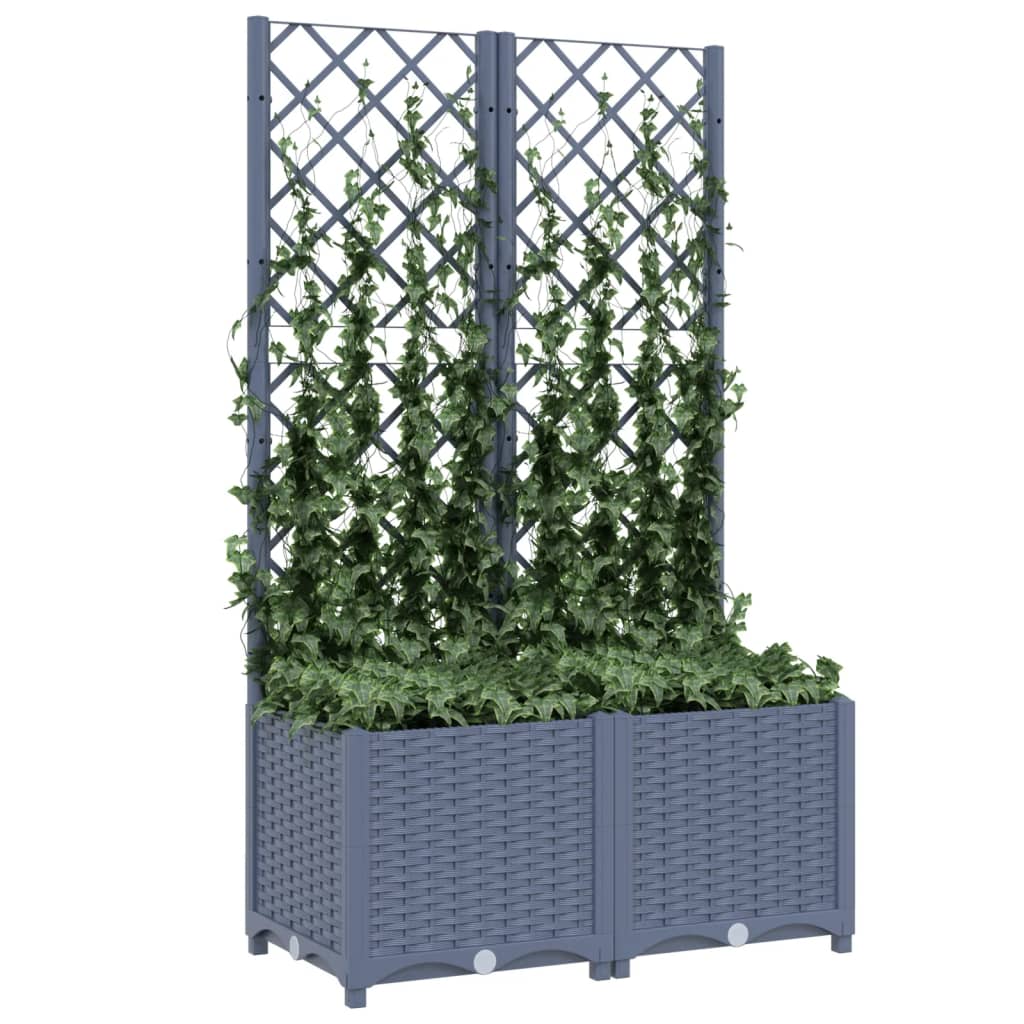 Garden Planter with Trellis Blue Gray 31.5"x15.7"x53.5" PP