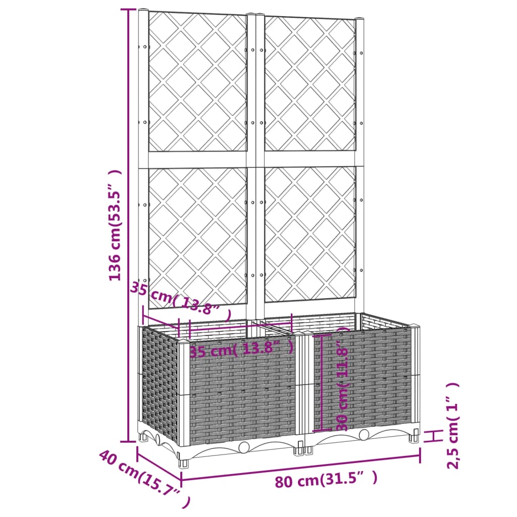 Garden Planter with Trellis Blue Gray 31.5"x15.7"x53.5" PP