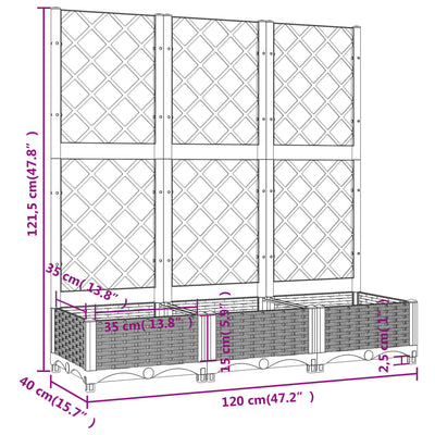 Garden Planter with Trellis Blue Gray 47.2"x15.7"x47.8" PP