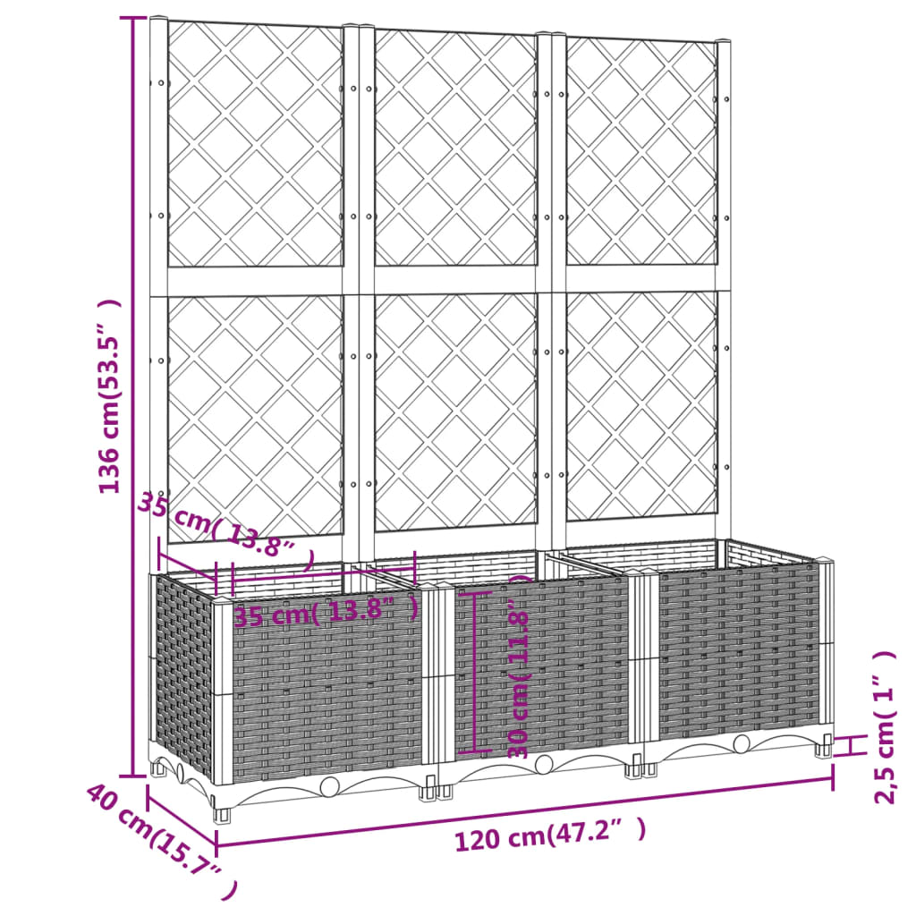 Garden Planter with Trellis Blue Gray 47.2"x15.7"x53.5" PP