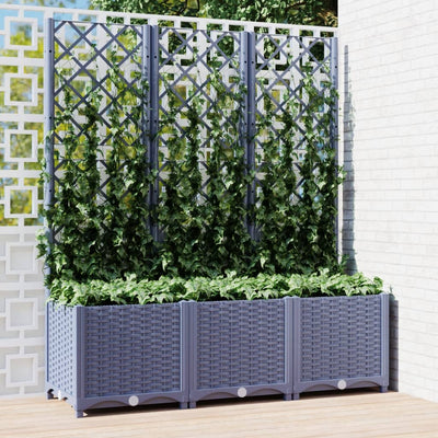 Garden Planter with Trellis Blue Gray 47.2"x15.7"x53.5" PP