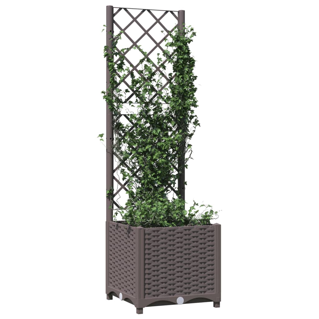 Garden Planter with Trellis Brown 15.7"x15.7"x53.5" PP