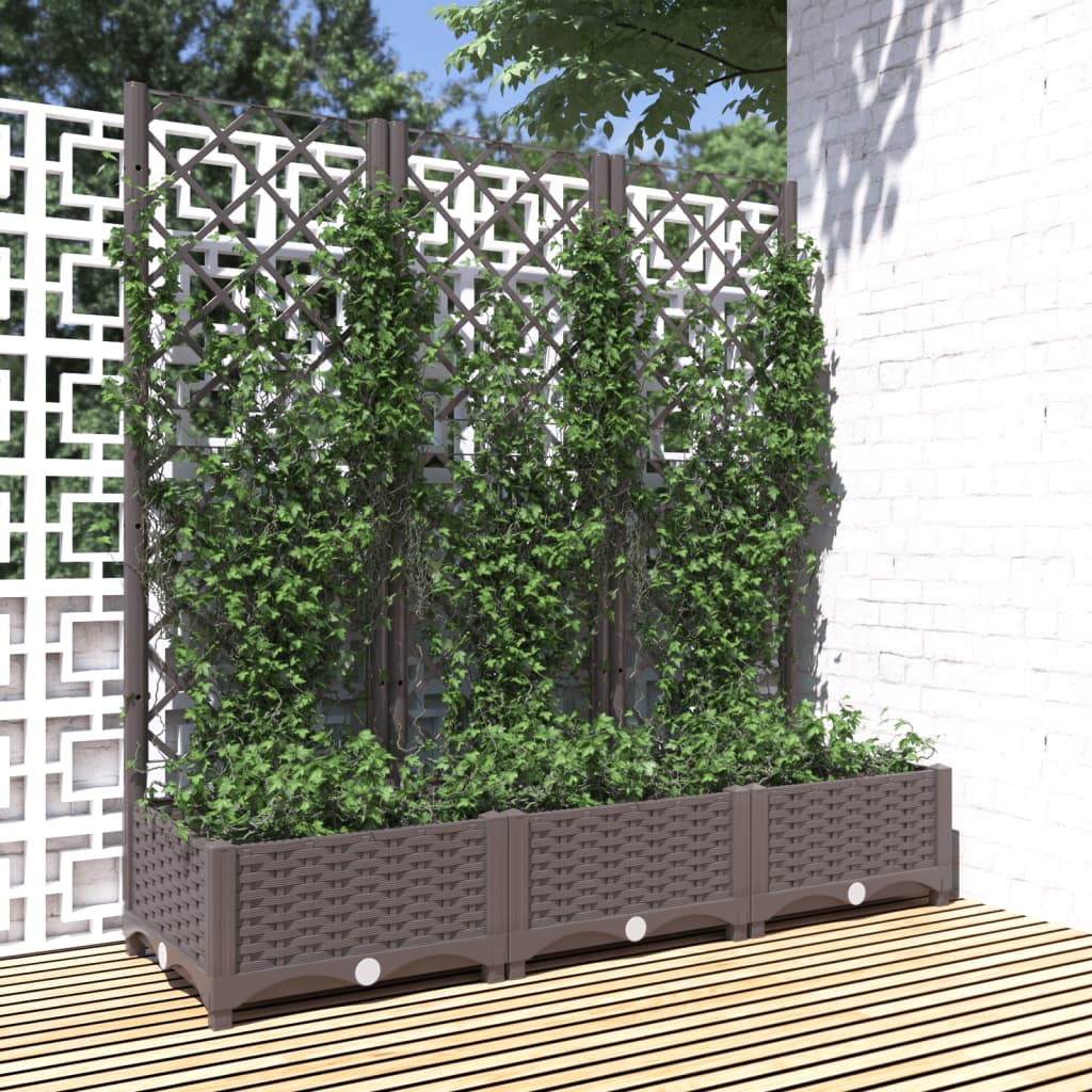 Garden Planter with Trellis Brown 47.2"x15.7"x47.8" PP