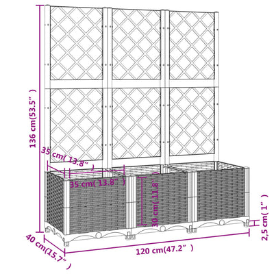 Garden Planter with Trellis Brown 47.2"x15.7"x53.5" PP