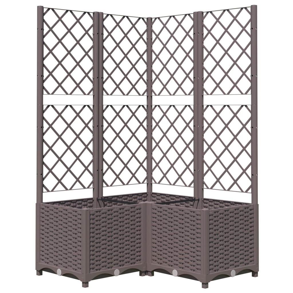 Garden Planter with Trellis Brown 31.5"x31.5"x53.5" PP