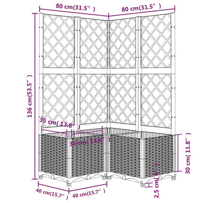 Garden Planter with Trellis Brown 31.5"x31.5"x53.5" PP