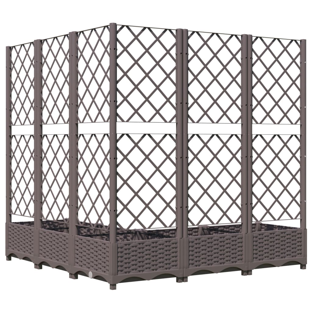 Garden Planter with Trellis Brown 47.2"x47.2"x47.8" PP