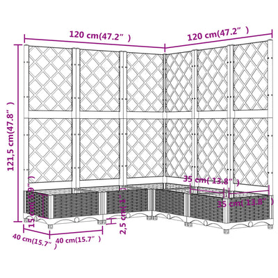 Garden Planter with Trellis Brown 47.2"x47.2"x47.8" PP