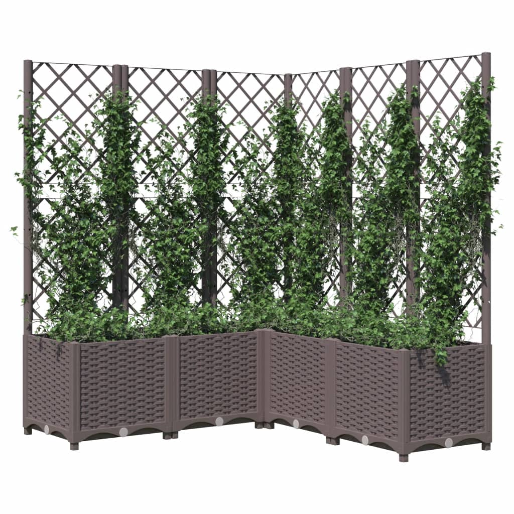 Garden Planter with Trellis Brown 47.2"x47.2"x53.5" PP