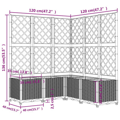 Garden Planter with Trellis Brown 47.2"x47.2"x53.5" PP