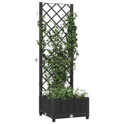 Garden Planter with Trellis Black 15.7"x15.7"x47.8" PP