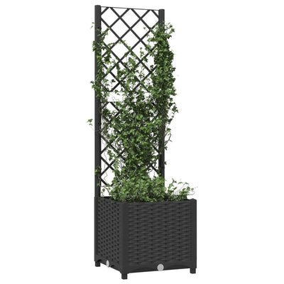 Garden Planter with Trellis Black 15.7"x15.7"x53.5" PP