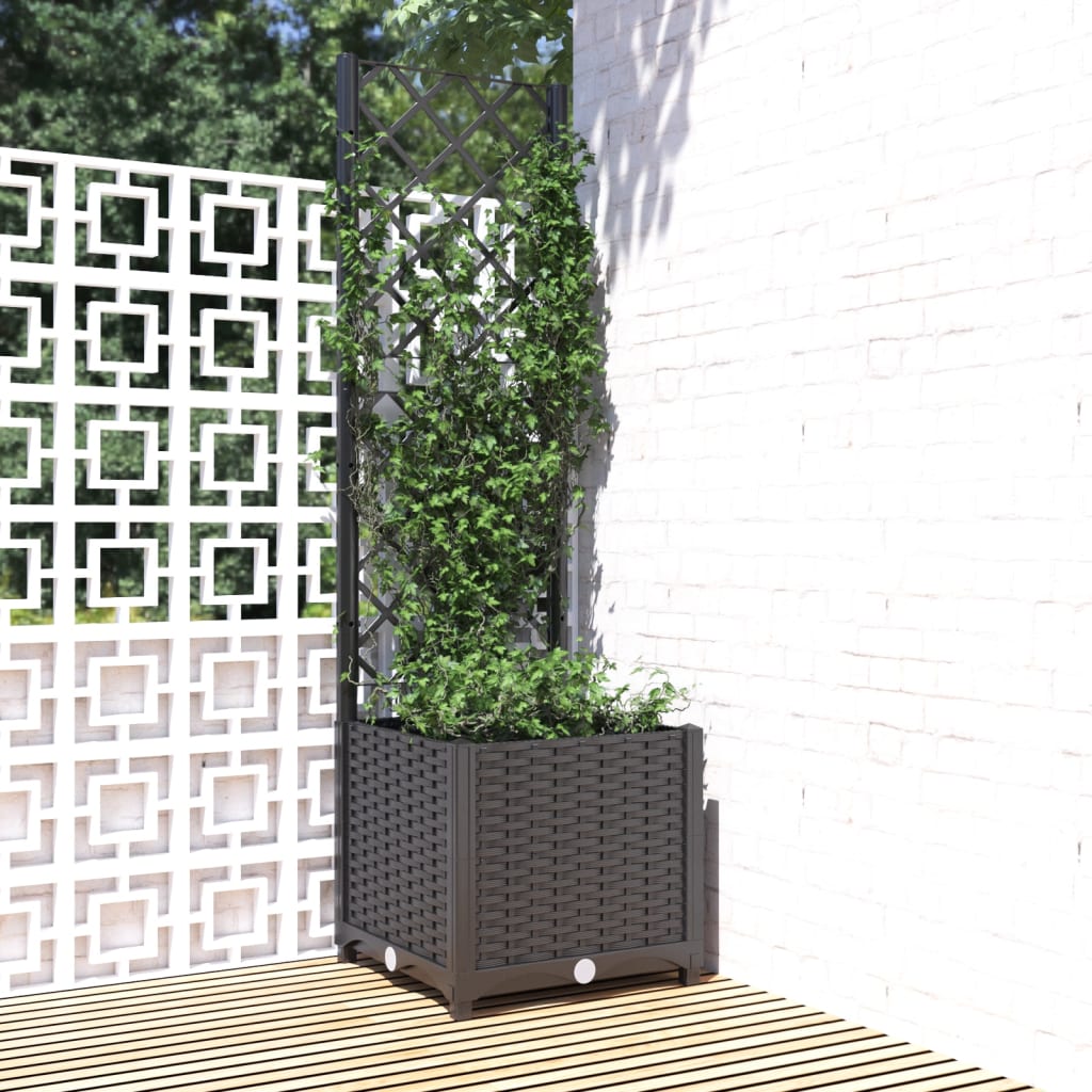 Garden Planter with Trellis Black 15.7"x15.7"x53.5" PP