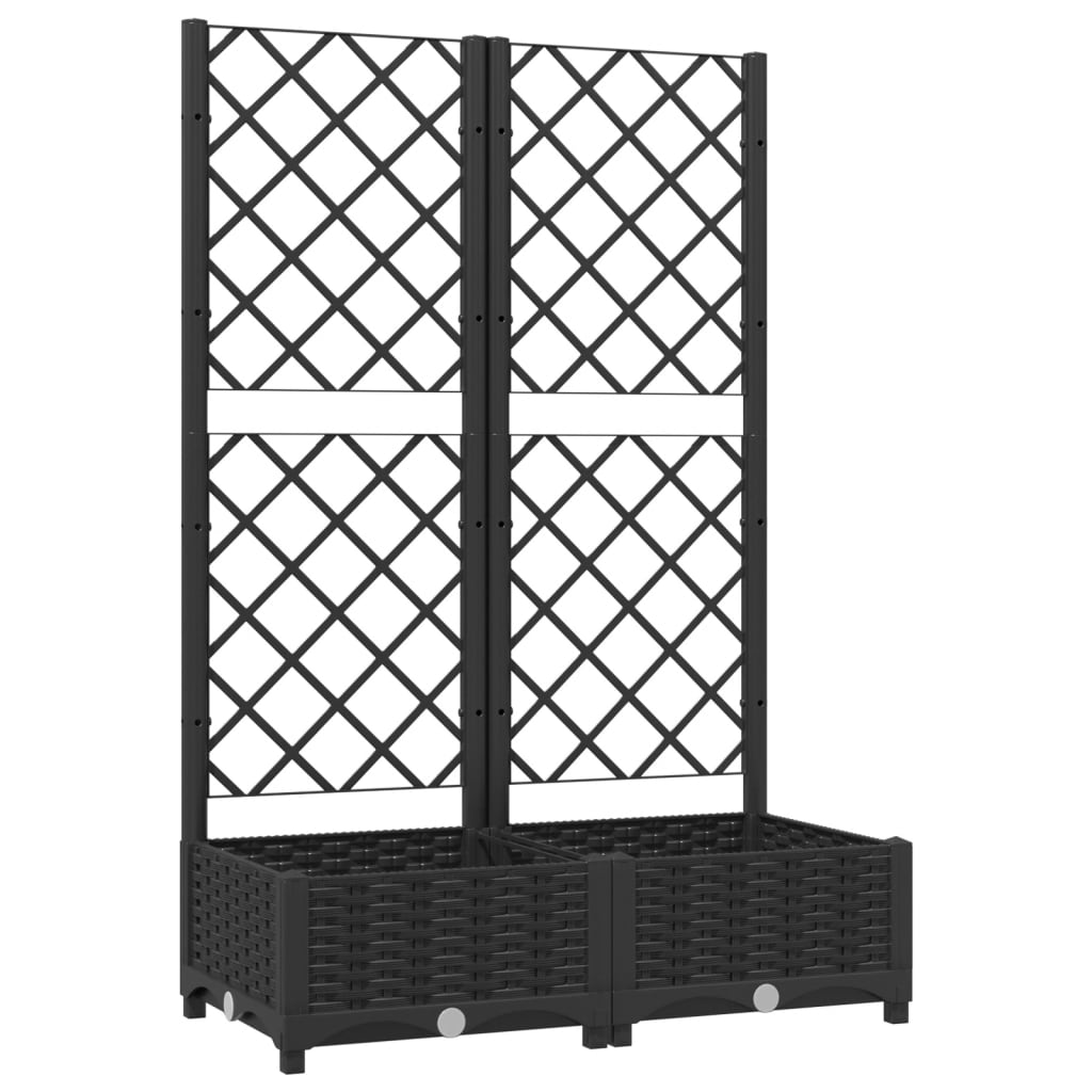 Garden Planter with Trellis Black 31.5"x15.7"x47.8" PP