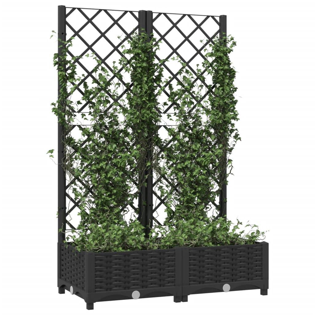 Garden Planter with Trellis Black 31.5"x15.7"x47.8" PP