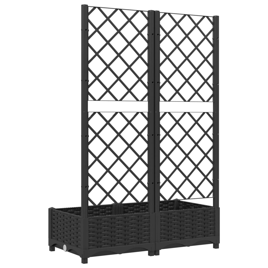 Garden Planter with Trellis Black 31.5"x15.7"x47.8" PP