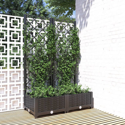 Garden Planter with Trellis Black 31.5"x15.7"x47.8" PP