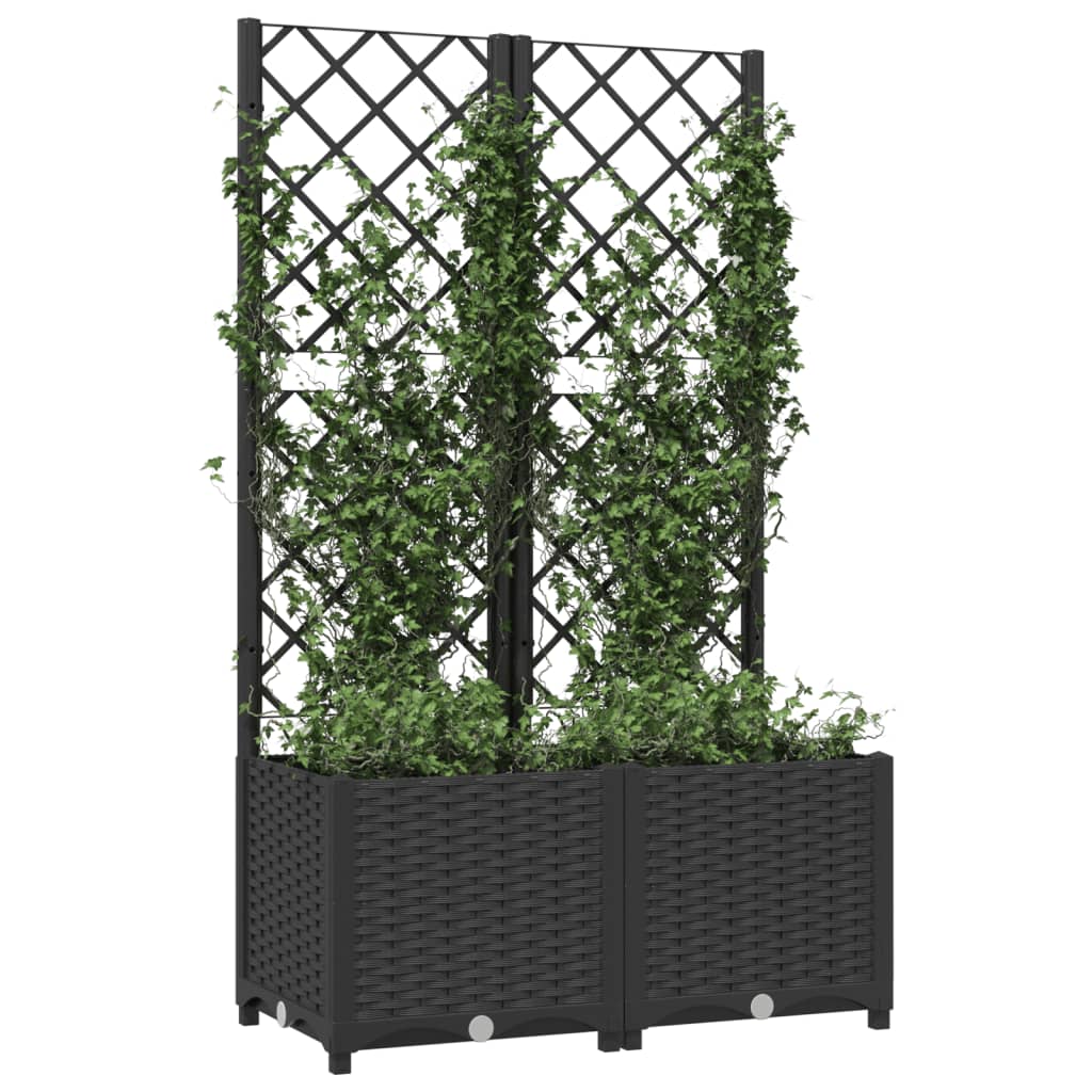 Garden Planter with Trellis Black 31.5"x15.7"x53.5" PP