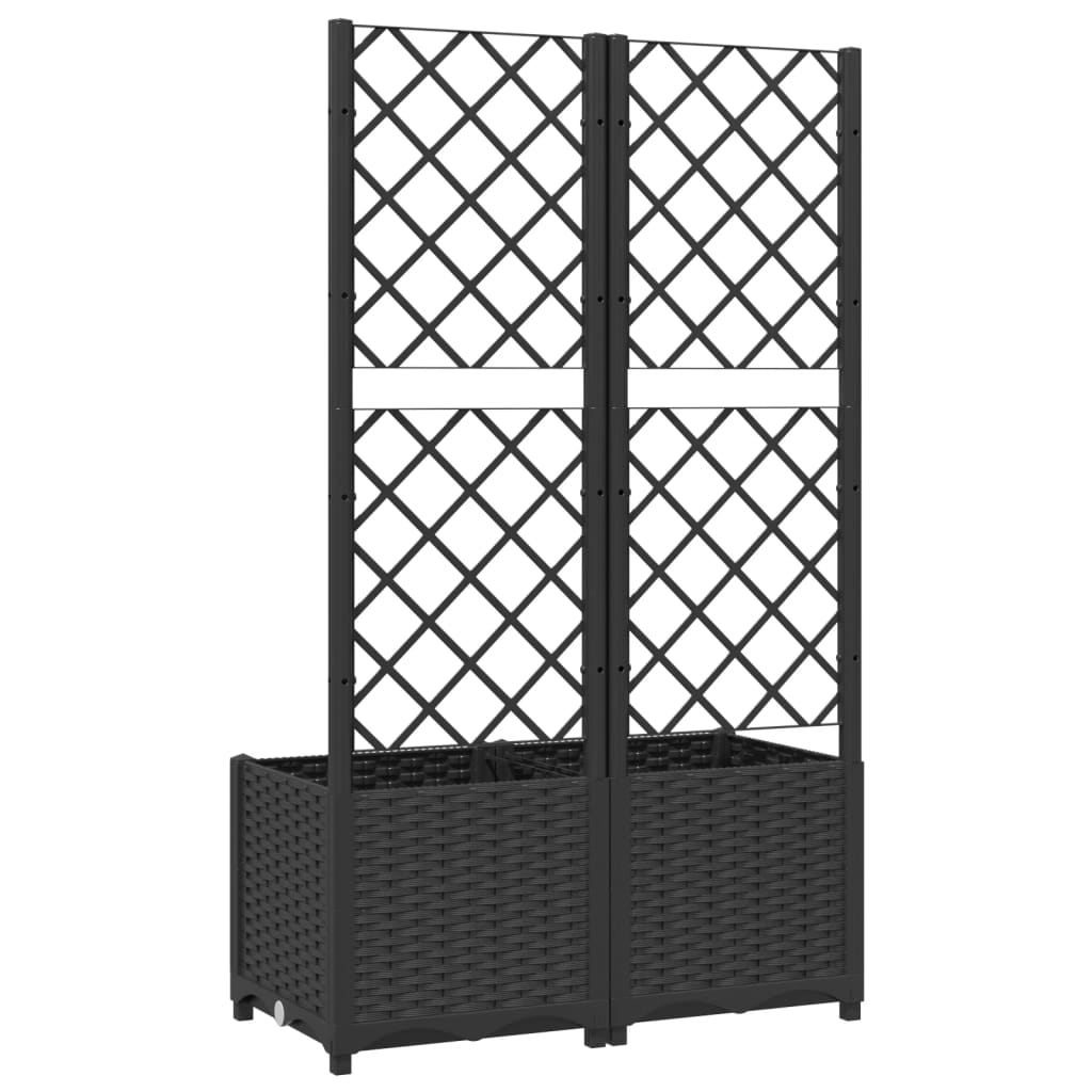 Garden Planter with Trellis Black 31.5"x15.7"x53.5" PP