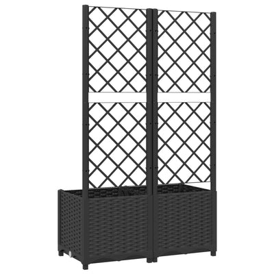 Garden Planter with Trellis Black 31.5"x15.7"x53.5" PP