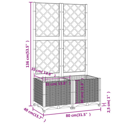 Garden Planter with Trellis Black 31.5"x15.7"x53.5" PP