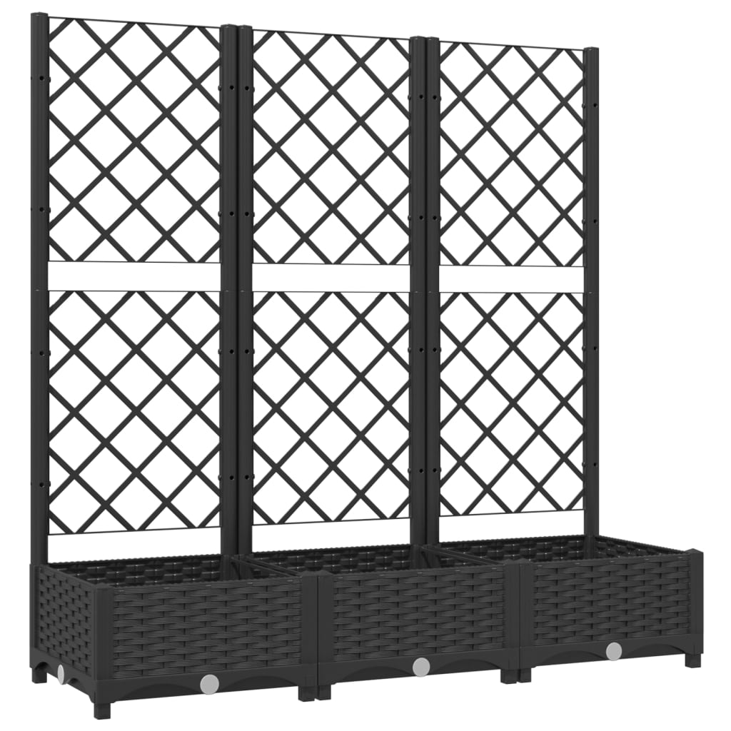 Garden Planter with Trellis Black 47.2"x15.7"x47.8" PP