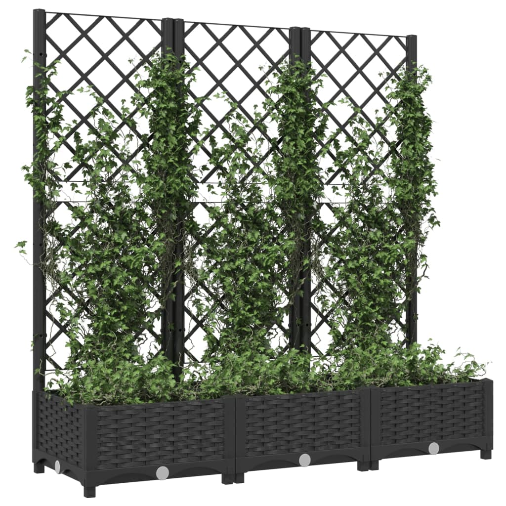 Garden Planter with Trellis Black 47.2"x15.7"x47.8" PP