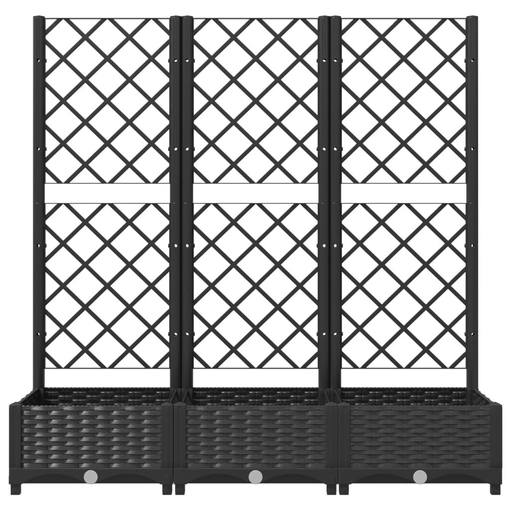 Garden Planter with Trellis Black 47.2"x15.7"x47.8" PP