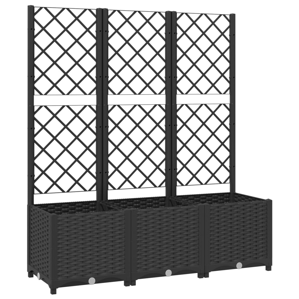 Garden Planter with Trellis Black 47.2"x15.7"x53.5" PP