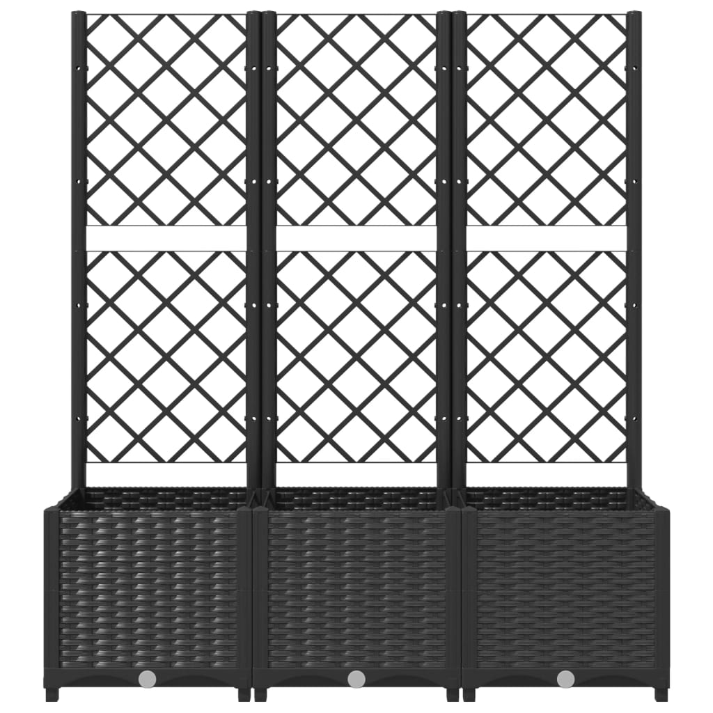 Garden Planter with Trellis Black 47.2"x15.7"x53.5" PP