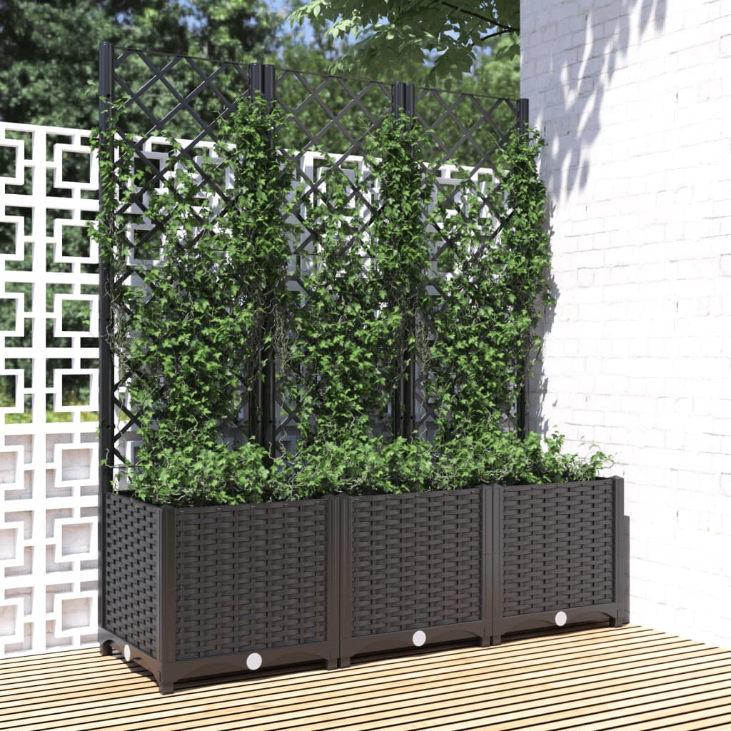 Garden Planter with Trellis Black 47.2"x15.7"x53.5" PP