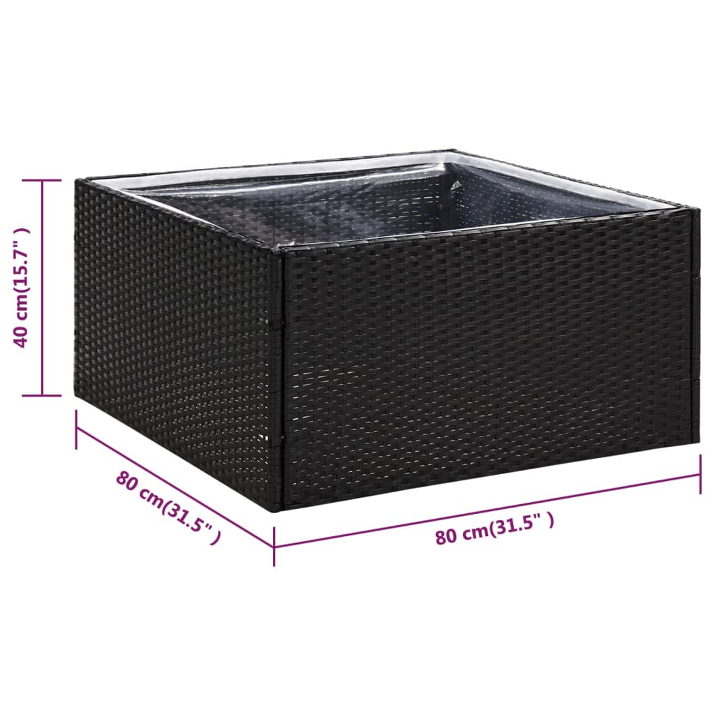 Garden Planter Black 31.5"x31.5"x15.7" Poly Rattan