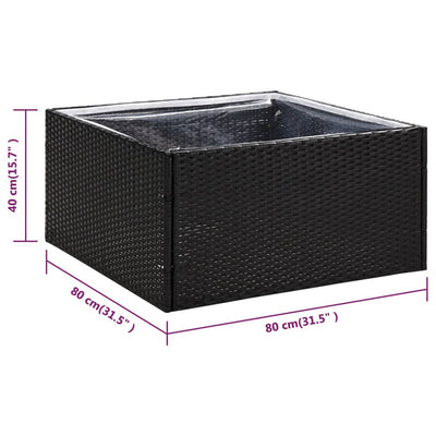 Garden Planter Black 31.5"x31.5"x15.7" Poly Rattan