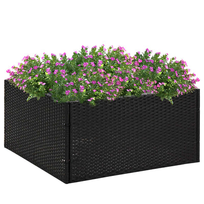 Garden Planter Black 31.5"x31.5"x15.7" Poly Rattan