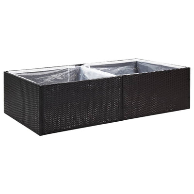 Garden Planter Black 61.8"x31.5"x15.7" Poly Rattan