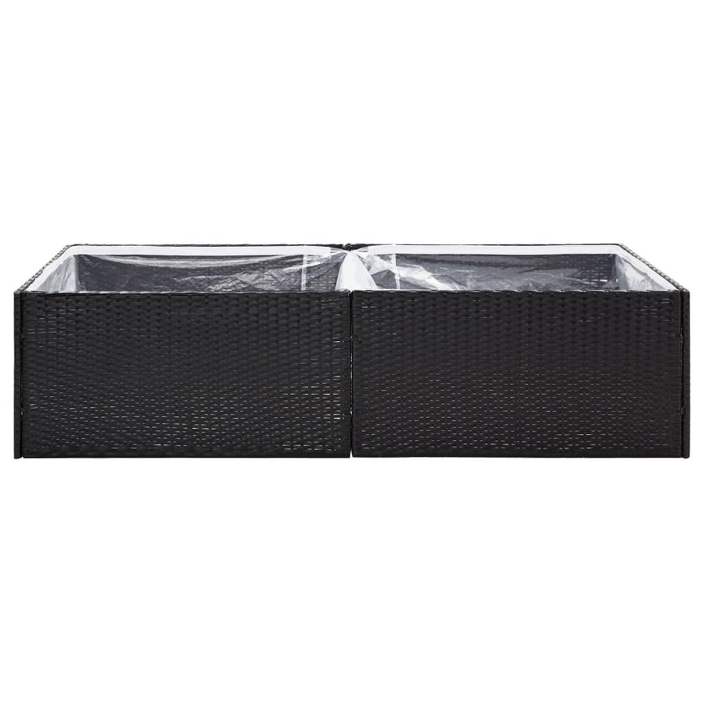 Garden Planter Black 61.8"x31.5"x15.7" Poly Rattan