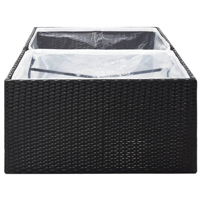 Garden Planter Black 61.8"x31.5"x15.7" Poly Rattan