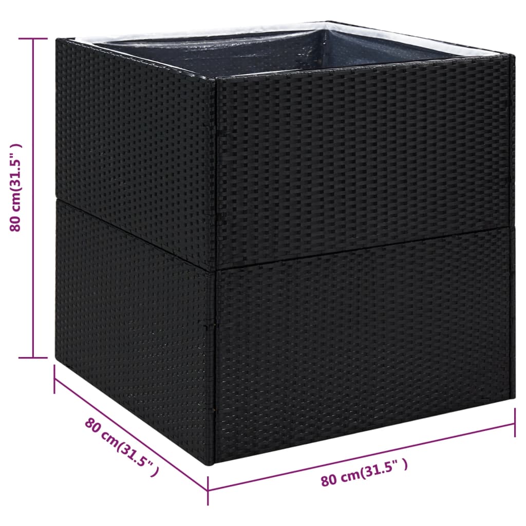 Garden Planter Black 31.5"x31.5"x31.5" Poly Rattan