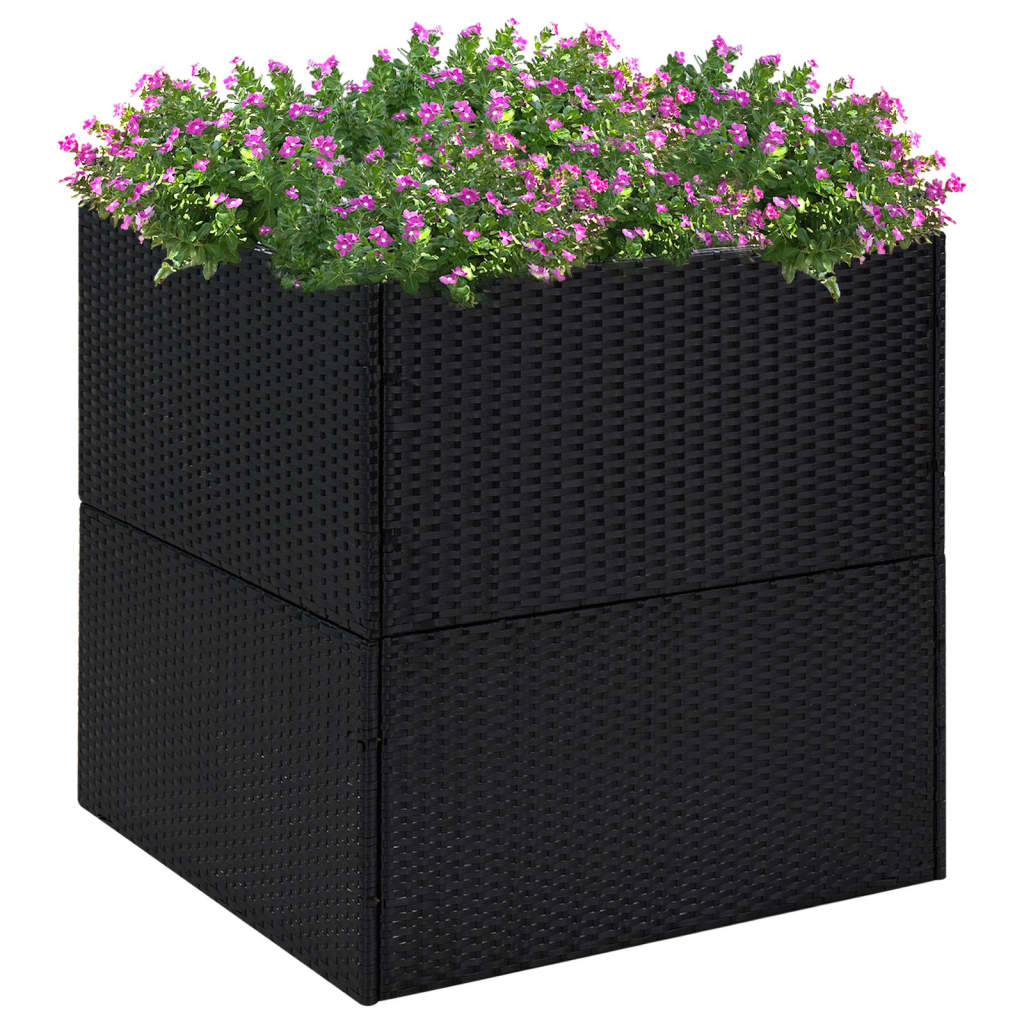 Garden Planter Black 31.5"x31.5"x31.5" Poly Rattan