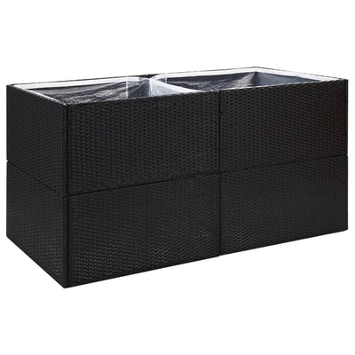 Garden Planter Black 61.8"x31.5"x31.5" Poly Rattan